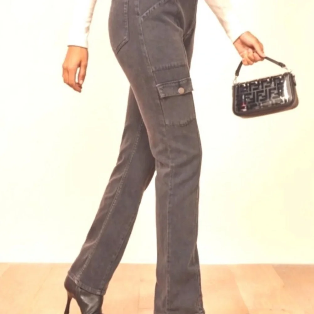 Grey Reformation Kiley Cargo Pants Adriatic High Rise Women Size 26 - Picture 2 of 10